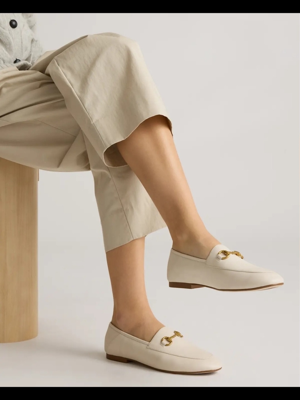 Quince Italian Leather Horsebit Loafer Women's 8 Bone NIB